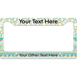 Teal Circles & Stripes License Plate Frame - Style B (Personalized)