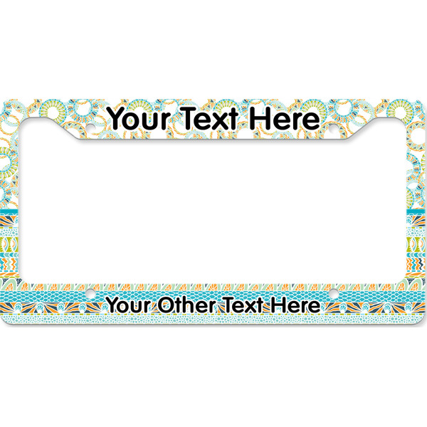Custom Teal Circles & Stripes License Plate Frame - Style B (Personalized)