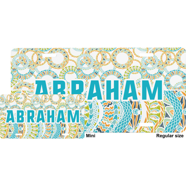 Teal Circles & Stripes License Plate (Sizes)