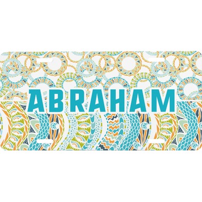 Teal Circles & Stripes Front License Plate (Personalized)