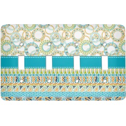 Teal Circles & Stripes Light Switch Cover (4 Toggle Plate)
