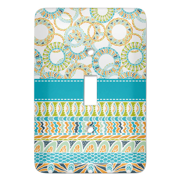 Custom Teal Circles & Stripes Light Switch Cover
