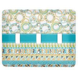 Teal Circles & Stripes Light Switch Cover (3 Toggle Plate)