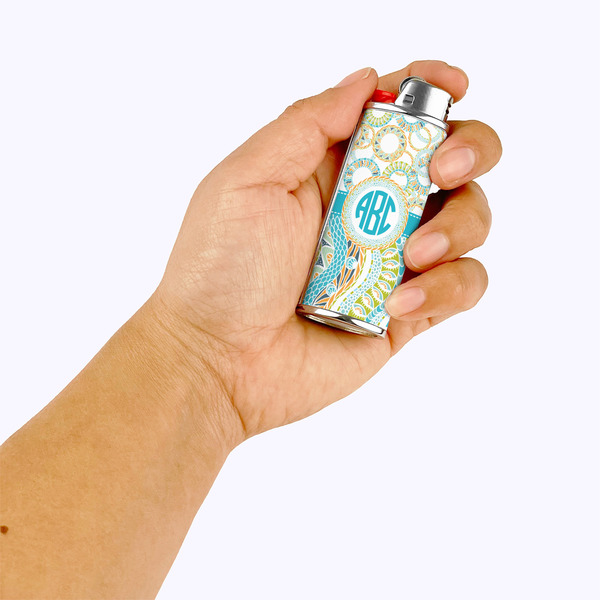 Teal Circles & Stripes Lighter Case - LIFESTYLE