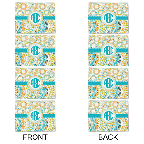 Teal Circles & Stripes Linen Placemat - APPROVAL Set of 4 (double sided)