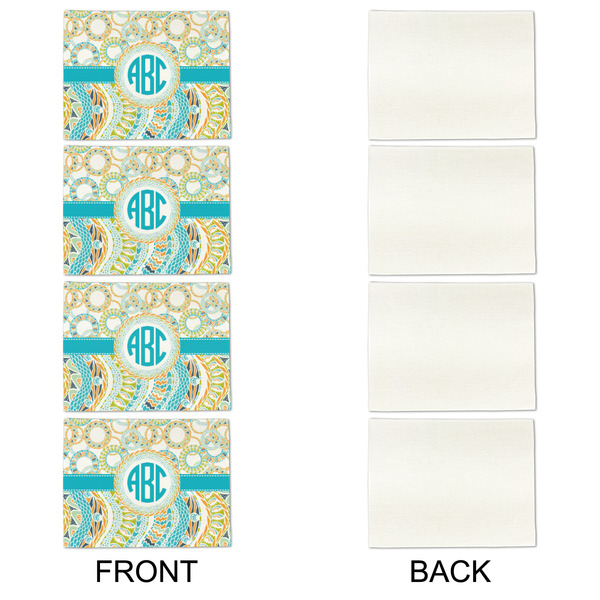 Teal Circles & Stripes Linen Placemat - APPROVAL Set of 4 (single sided)