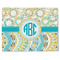 Teal Circles & Stripes Single-Sided Linen Placemat - Single w/ Monogram