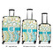 Teal Circles & Stripes Luggage Bags all sizes - With Handle