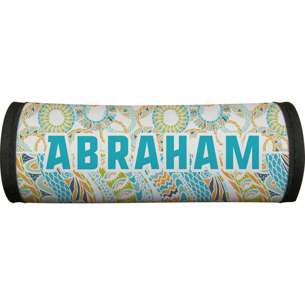 Teal Circles & Stripes Luggage Handle Wrap