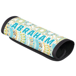 Teal Circles & Stripes Luggage Handle Cover (Personalized)