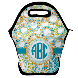 Teal Circles & Stripes Lunch Bag w/ Monogram