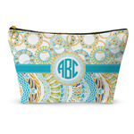 Teal Circles & Stripes Makeup Bag (Personalized)