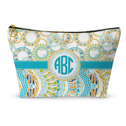 Teal Circles & Stripes Makeup Bag (Personalized)