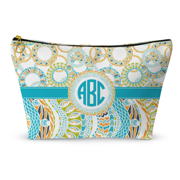Custom Teal Circles & Stripes Makeup Bag (Personalized)
