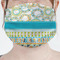 Teal Circles & Stripes Mask - Pleated (new) Front View on Girl