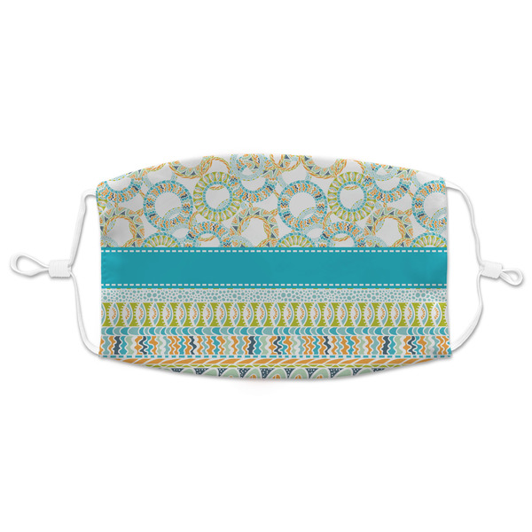 Custom Teal Circles & Stripes Adult Cloth Face Mask - XLarge