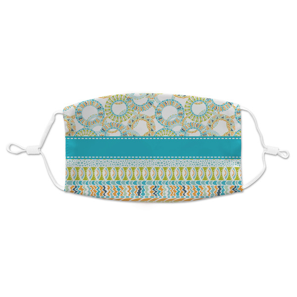 Custom Teal Circles & Stripes Adult Cloth Face Mask - Standard