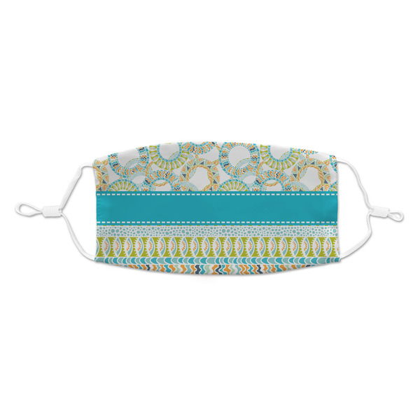 Custom Teal Circles & Stripes Kid's Cloth Face Mask