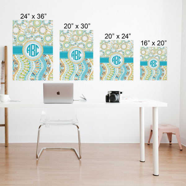Teal Circles & Stripes Matte Poster - Sizes