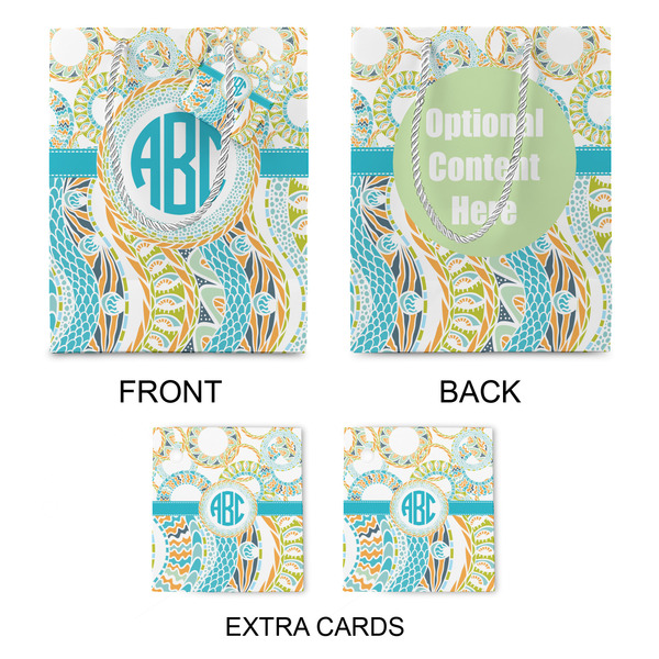 Teal Circles & Stripes Medium Gift Bag - Approval
