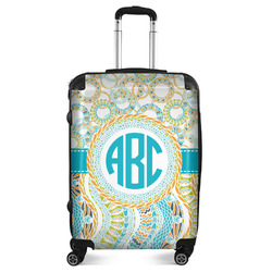 Teal Circles & Stripes Suitcase - 24" Medium - Checked (Personalized)