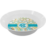 Teal Circles & Stripes Melamine Bowl (Personalized)