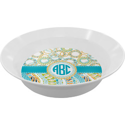 Teal Circles & Stripes Melamine Bowl (Personalized)