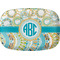 Teal Circles & Stripes Melamine Platter w/ Monogram