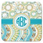 Teal Circles & Stripes Memory Foam Bath Mat - 48"x48" (Personalized)