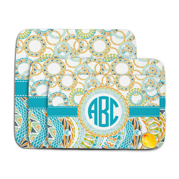 Teal Circles & Stripes Memory Foam Bath Mat - MAIN PARENT
