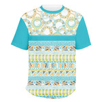 Teal Circles & Stripes Men's Crew T-Shirt