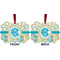 Teal Circles & Stripes Metal Benilux Ornament - Front and Back (APPROVAL)