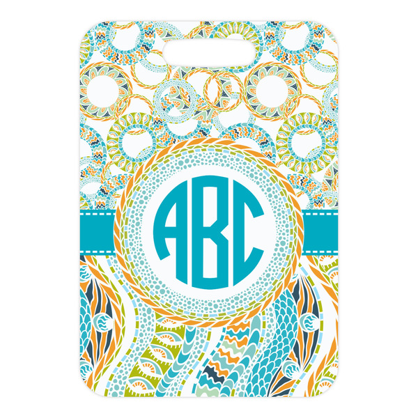 Teal Circles & Stripes Metal Luggage Tag - Front Without Strap