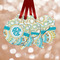 Teal Circles & Stripes Metal Ornaments - Double Sided w/ Monogram