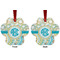 Teal Circles & Stripes Metal Paw Ornament - Front and Back