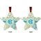 Teal Circles & Stripes Metal Star Ornament - Front and Back