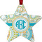 Teal Circles & Stripes Metal Star Ornament - Double Sided w/ Monogram