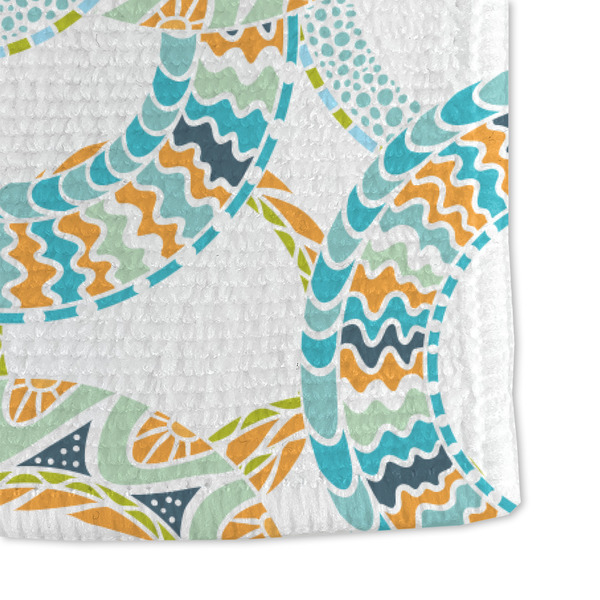 Teal Circles & Stripes Microfiber Dish Towel - DETAIL