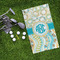 Teal Circles & Stripes Microfiber Golf Towels - LIFESTYLE