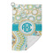 Teal Circles & Stripes Microfiber Golf Towels Small - FRONT FOLDED
