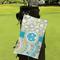 Teal Circles & Stripes Microfiber Golf Towels - Small - LIFESTYLE