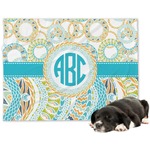 Teal Circles & Stripes Dog Blanket - Regular (Personalized)