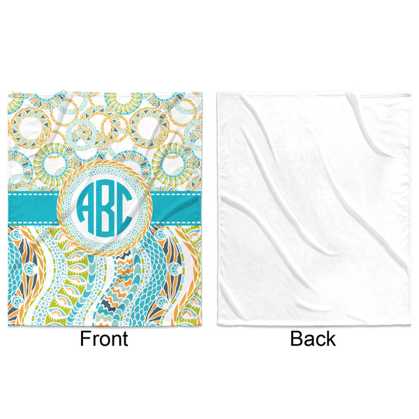 Teal Circles & Stripes Minky Blanket - 50"x60" - Single Sided - Front & Back