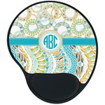Teal Circles & Stripes Mouse Pad with Wrist Support