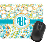 Teal Circles & Stripes Rectangular Mouse Pad (Personalized)