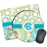 Teal Circles & Stripes Mouse Pad (Personalized)
