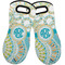 Teal Circles & Stripes Neoprene Oven Mitts - Set of 2 w/ Monogram