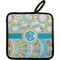 Teal Circles & Stripes Pot Holder w/ Monogram