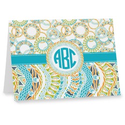 Teal Circles & Stripes Note cards (Personalized)
