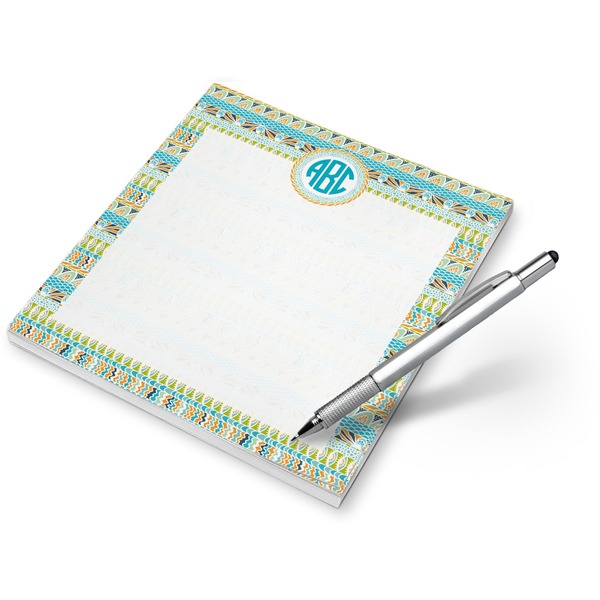 Custom Teal Circles & Stripes Notepad (Personalized)